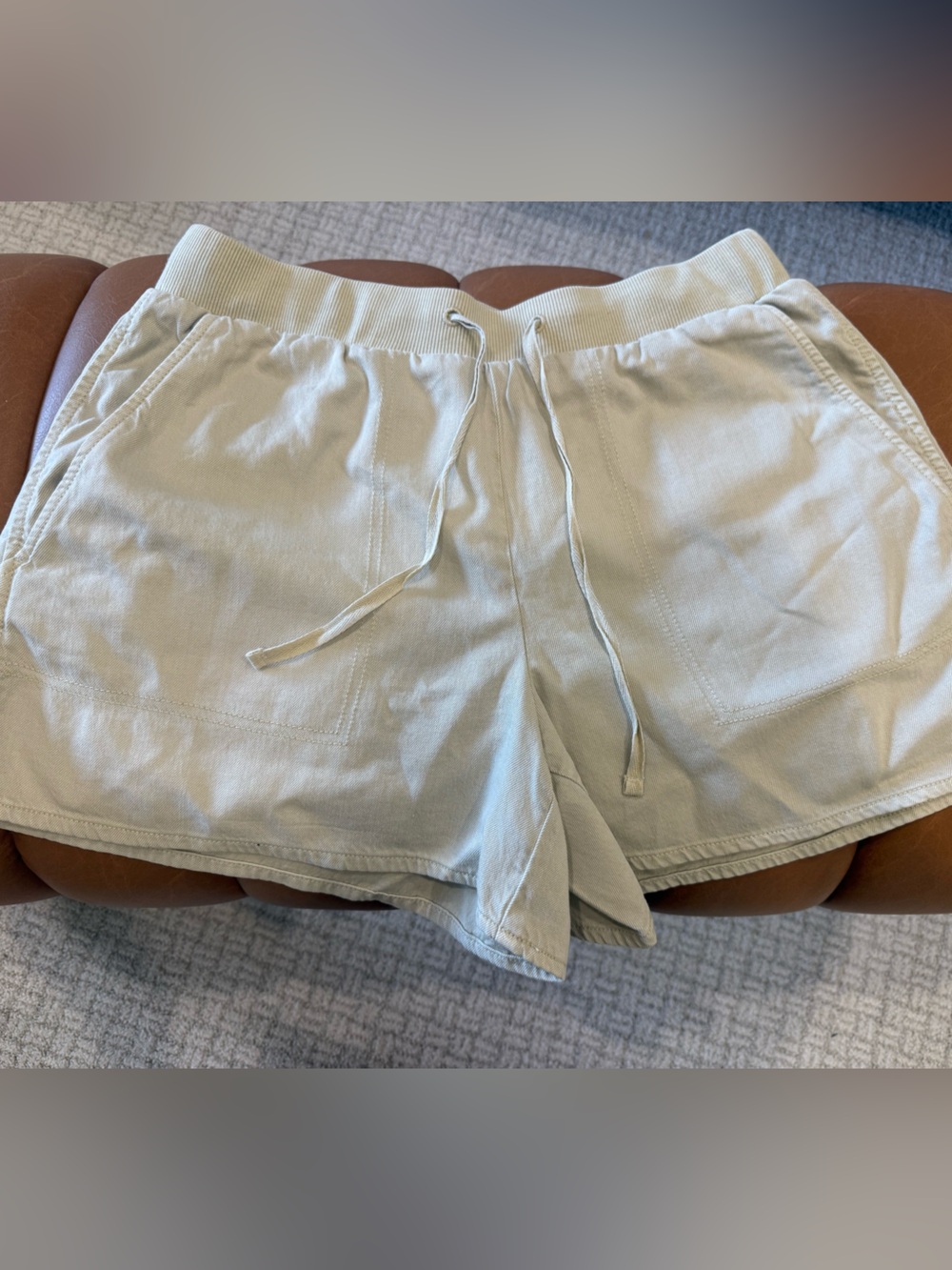 Lou & Grey Light Beige/Khaki Drawstring Shorts NWT